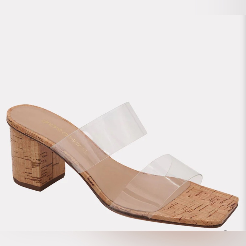 NIB Andre Assous DIDI Heel Clear Block Heel Sandals Size 7 - Sold Out Size